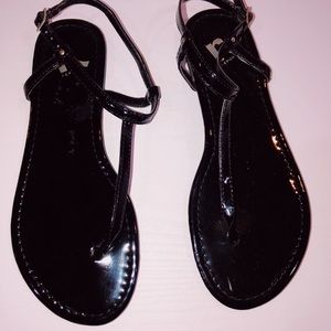 Black Shiny Sandals